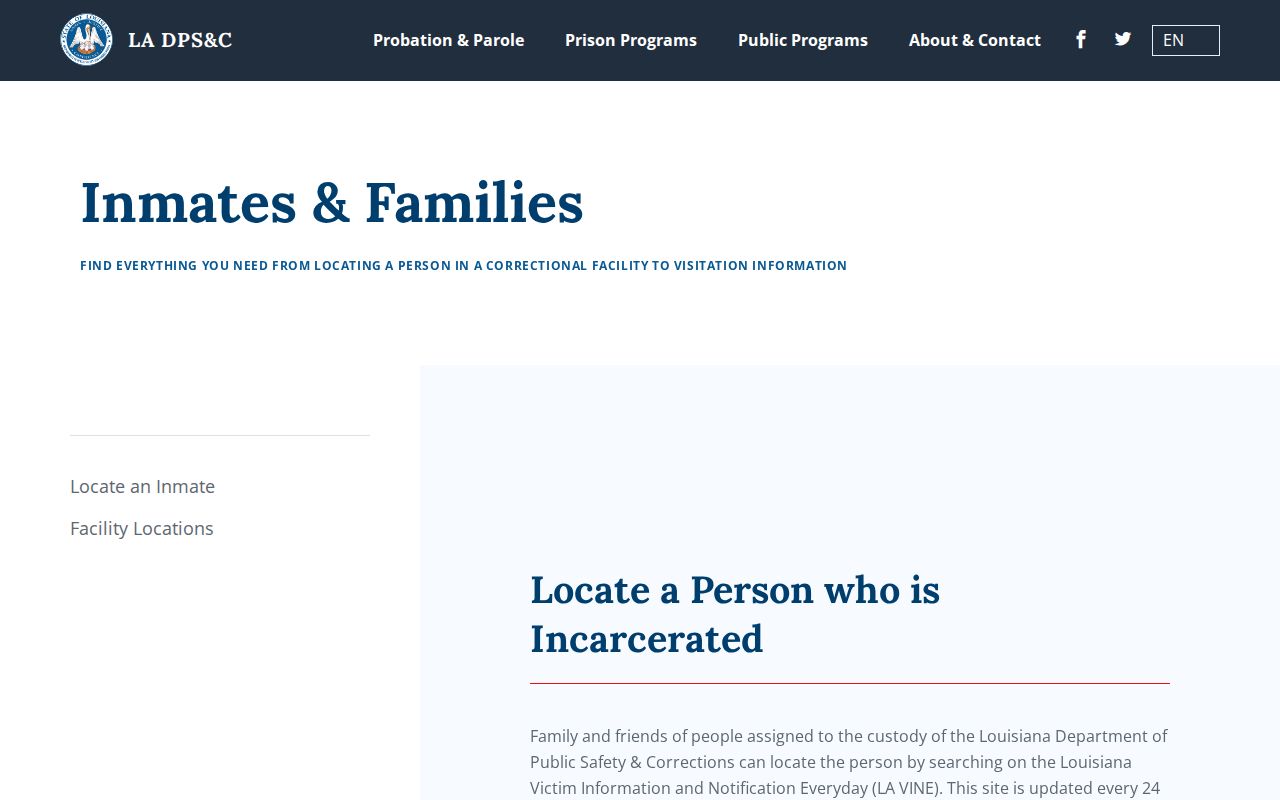 Orleans Parish residents directory state inmate information