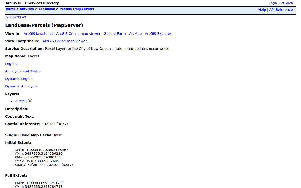 Orleans Parish street directory GIS parcel service